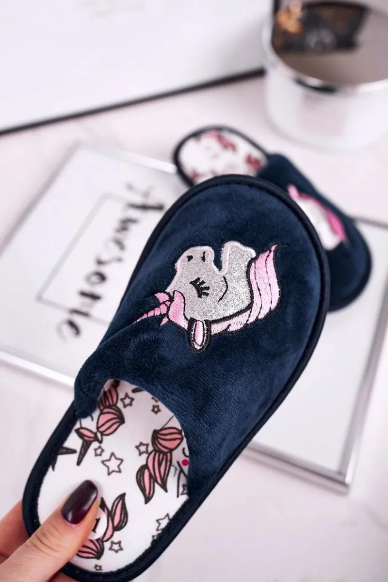 Sale Evento Dziecięce Klapki Papcie Z Jednorożcem Granatowe Unicorn