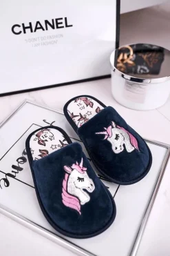 Sale Evento Dziecięce Klapki Papcie Z Jednorożcem Granatowe Unicorn