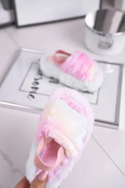 Dziewczęce|Klapki Z Futerkiem>Boto Dziecięce klapki z futerkiem i gumką kolorowe Fluffy