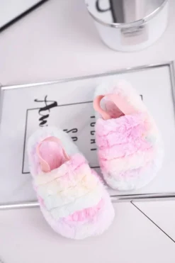 Dziewczęce|Klapki Z Futerkiem></noscript>Boto Dziecięce klapki z futerkiem i gumką kolorowe Fluffy