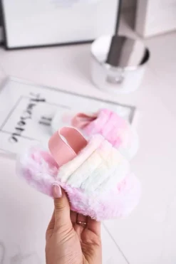 Dziewczęce|Klapki Z Futerkiem></noscript>Boto Dziecięce klapki z futerkiem i gumką kolorowe Fluffy