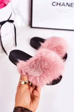 Dziewczęce|Klapki Z Futerkiem><noscript><img width=