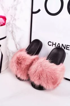 Dziewczęce|Klapki Z Futerkiem><noscript><img width=