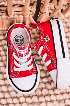 Chłopięce|Dziewczęce>Big Star Shoes Dziecięce Klasyczne Niskie Trampki BIG STAR HH374196 Czerwone Czerwony