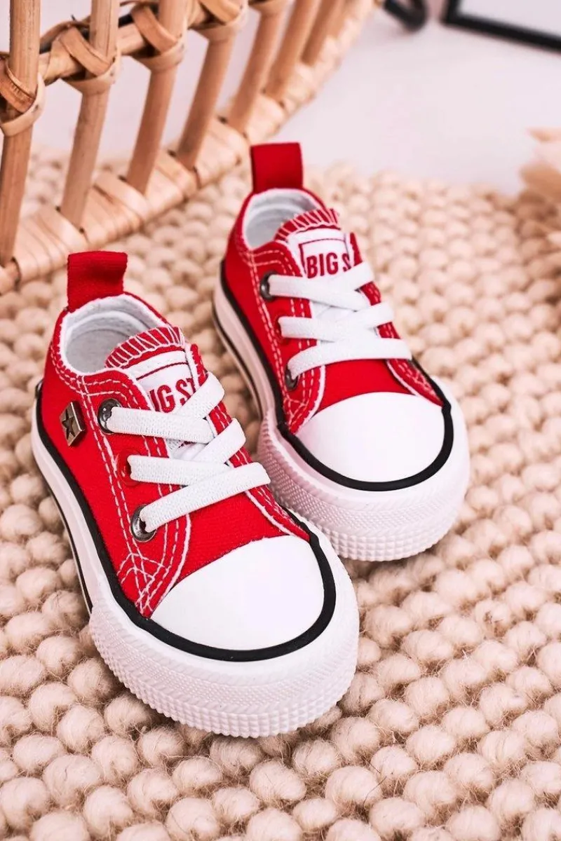 Chłopięce|Dziewczęce>Big Star Shoes Dziecięce Klasyczne Niskie Trampki BIG STAR HH374092 Czerwone