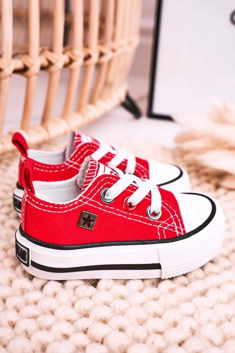 Chłopięce|Dziewczęce>Big Star Shoes Dziecięce Klasyczne Niskie Trampki BIG STAR HH374092 Czerwone