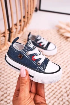 Hot Dziecięce Klasyczne Niskie Trampki BIG STAR HH374091 Granatowe Dzieci Chłopięce|Dziewczęce