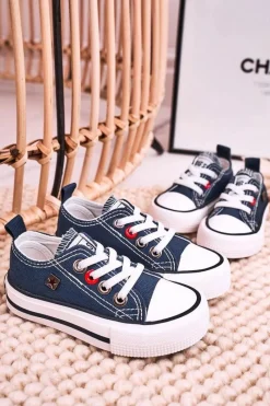 Hot Dziecięce Klasyczne Niskie Trampki BIG STAR HH374091 Granatowe Dzieci Chłopięce|Dziewczęce