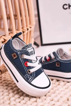 Hot Dziecięce Klasyczne Niskie Trampki BIG STAR HH374091 Granatowe Dzieci Chłopięce|Dziewczęce
