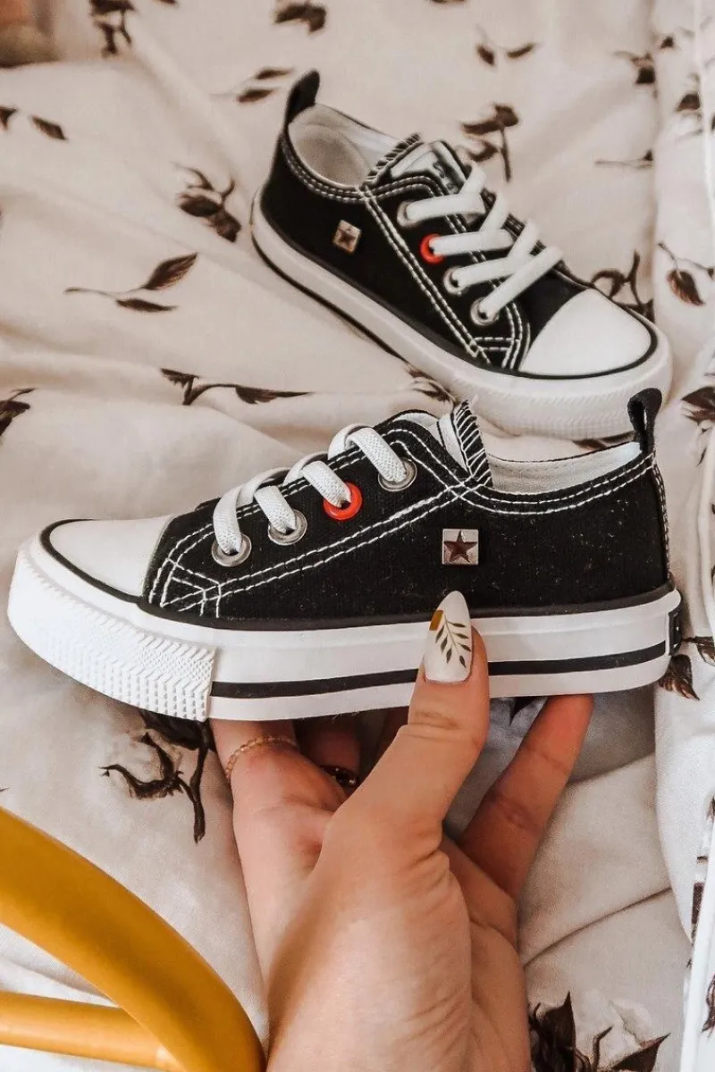 Outlet Big Star Shoes Dziecięce Klasyczne Niskie Trampki BIG STAR HH374090 Czarne