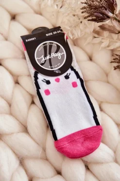 Clearance Dziecięce Klasyczne Skarpety Bawełniane Szaro-Różowe Skarpetki|Skarpetki