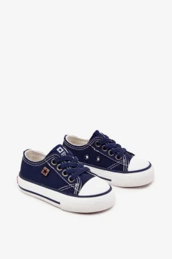 Chłopięce|Dziewczęce></noscript>Big Star Shoes Dziecięce Klasyczne Trampki Big Star DD374162 Granatowe Niebieski