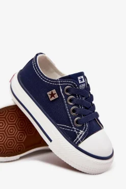 Chłopięce|Dziewczęce></noscript>Big Star Shoes Dziecięce Klasyczne Trampki Big Star DD374162 Granatowe Niebieski