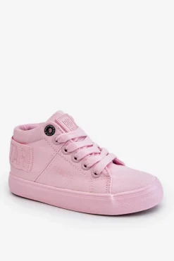 Online Dziecięce Klasyczne Wysokie Trampki Big Star LL374003 Różowe Dzieci Chłopięce|Dziewczęce