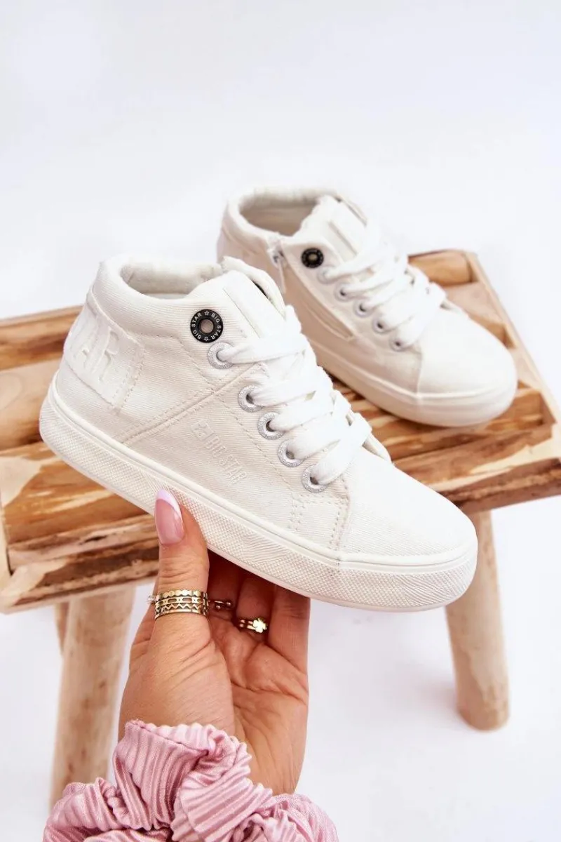 Chłopięce|Dziewczęce>Big Star Shoes Dziecięce Klasyczne Wysokie Trampki Big Star LL374002 Białe Biały
