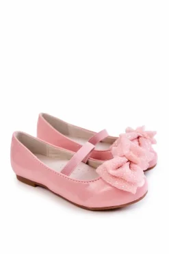Outlet Damskie buty S.Barski Dziecięce Lakierowane Balerinki Z Kokardą Różowe Zolly