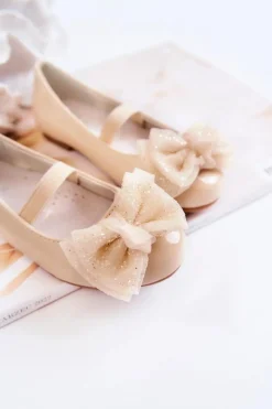 Balerinki Dziecięce></noscript>Damskie buty S.Barski Dziecięce Lakierowane Balerinki Z Kokardą Beżowe Zolly