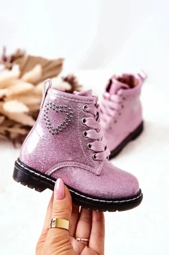 Dziewczęce>Boto Dziecięce Lakierowane Botki Błyszczące Różowe Macy