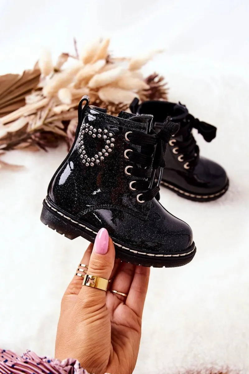 Best Boto Dziecięce Lakierowane Botki Błyszczące Czarne Macy