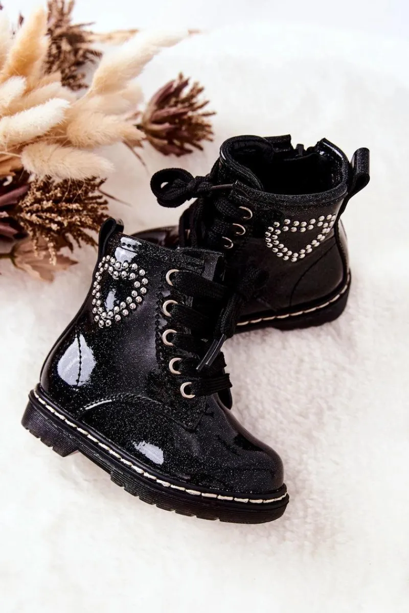 Best Boto Dziecięce Lakierowane Botki Błyszczące Czarne Macy