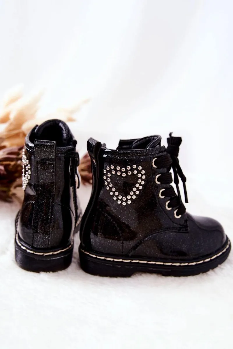 Best Boto Dziecięce Lakierowane Botki Błyszczące Czarne Macy