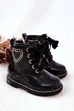 Best Boto Dziecięce Lakierowane Botki Błyszczące Czarne Macy
