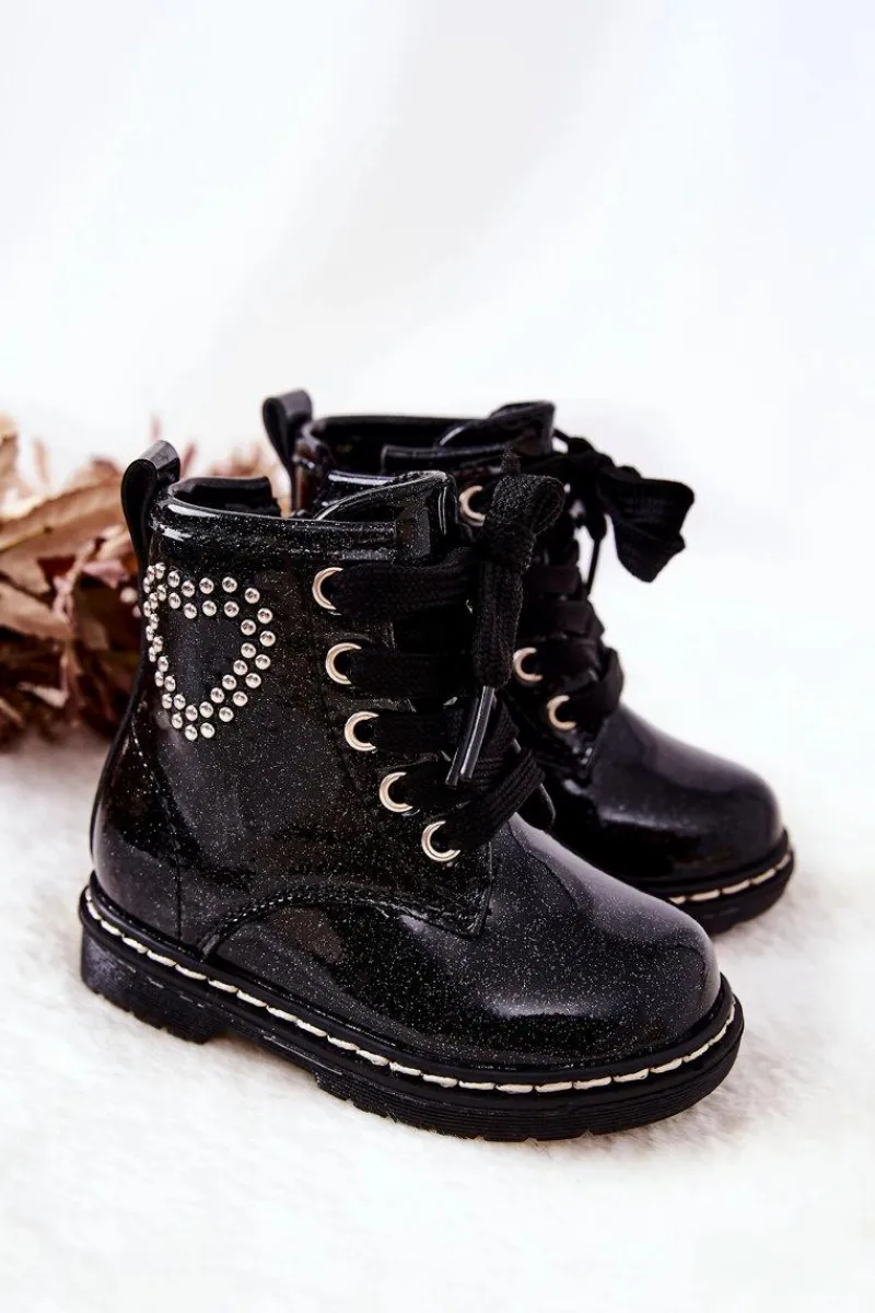 Best Boto Dziecięce Lakierowane Botki Błyszczące Czarne Macy