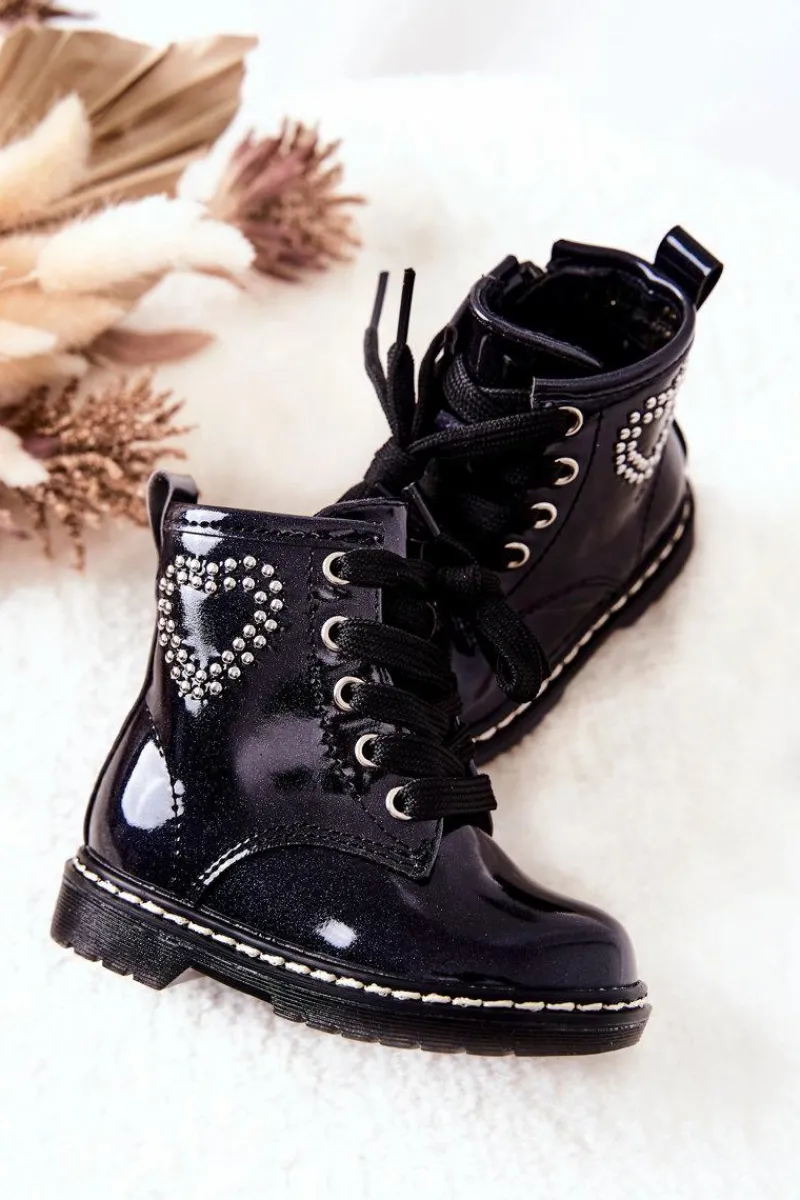 Sale Dziecięce Lakierowane Botki Błyszczące Granatowe Macy Dzieci Dziewczęce