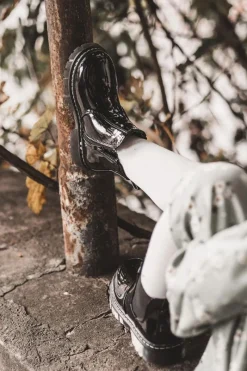 Discount Dziecięce Lakierowane Ocieplane Botki Czarne Porky Dzieci Dziewczęce