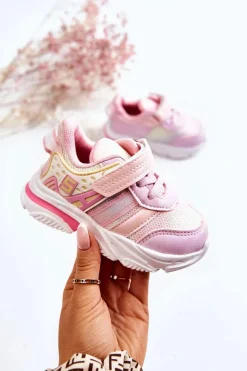 Outlet Dziecięce Lekkie Buty Sportowe Na Rzep Różowe Akella Dzieci Dziewczęce