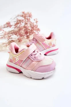Outlet Dziecięce Lekkie Buty Sportowe Na Rzep Różowe Akella Dzieci Dziewczęce
