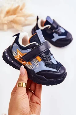 Dziecięce Lekkie Buty Sportowe Granatowe Mobby Dzieci Chłopięce