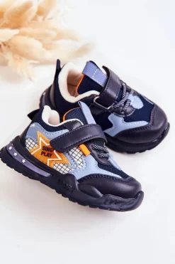 Dziecięce Lekkie Buty Sportowe Granatowe Mobby Dzieci Chłopięce