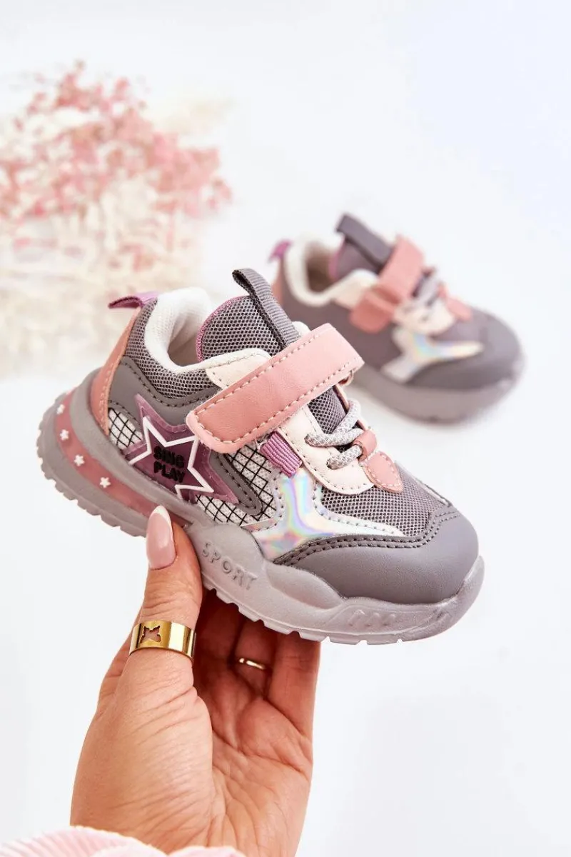 Chłopięce>Boto Dziecięce Lekkie Buty Sportowe Szaro-Różowe Mobby