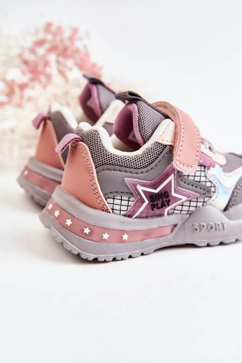 Chłopięce>Boto Dziecięce Lekkie Buty Sportowe Szaro-Różowe Mobby