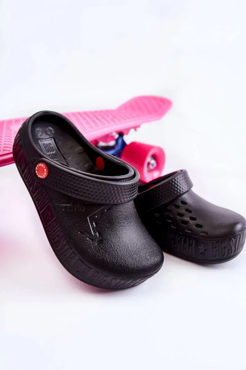 Chłopięce|Dziewczęce>Big Star Shoes Dziecięce Lekkie Klapki Kroksy Big Star II375001 Czarne Czarny