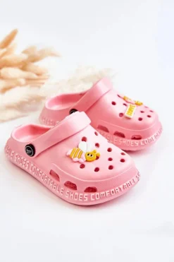 Chłopięce|Dziewczęce>Boto Dziecięce Lekkie Klapki Kroksy Z Ozdobą Różowe Bertis