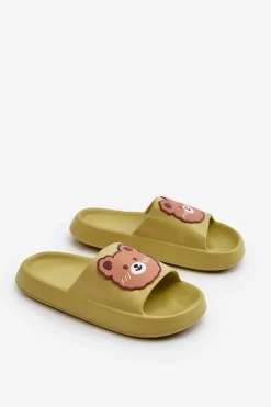 Chłopięce|Dziewczęce></noscript>Boto Dziecięce Lekkie Klapki Z Misiem Zielone Lindeheta