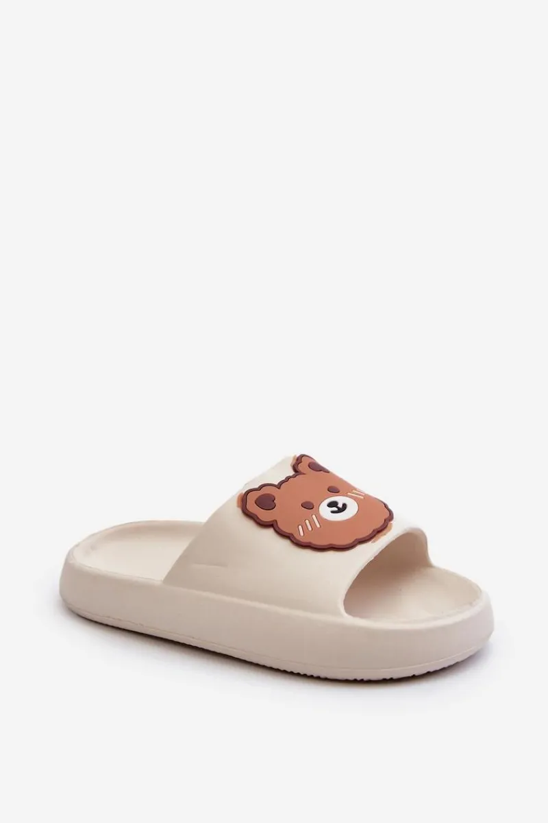 Clearance Boto Dziecięce Lekkie Klapki Z Misiem Białe Lindeheta