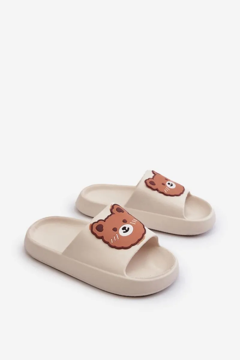 Clearance Boto Dziecięce Lekkie Klapki Z Misiem Białe Lindeheta