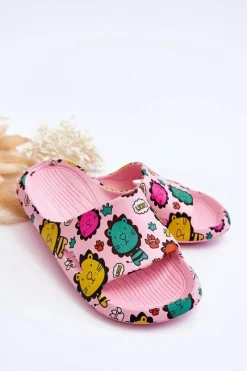 Clearance Boto Dziecięce Lekkie Piankowe Klapki Motyw Lwa Ciemnoróżowe Esther