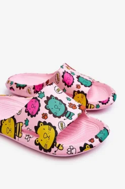 Clearance Boto Dziecięce Lekkie Piankowe Klapki Motyw Lwa Ciemnoróżowe Esther