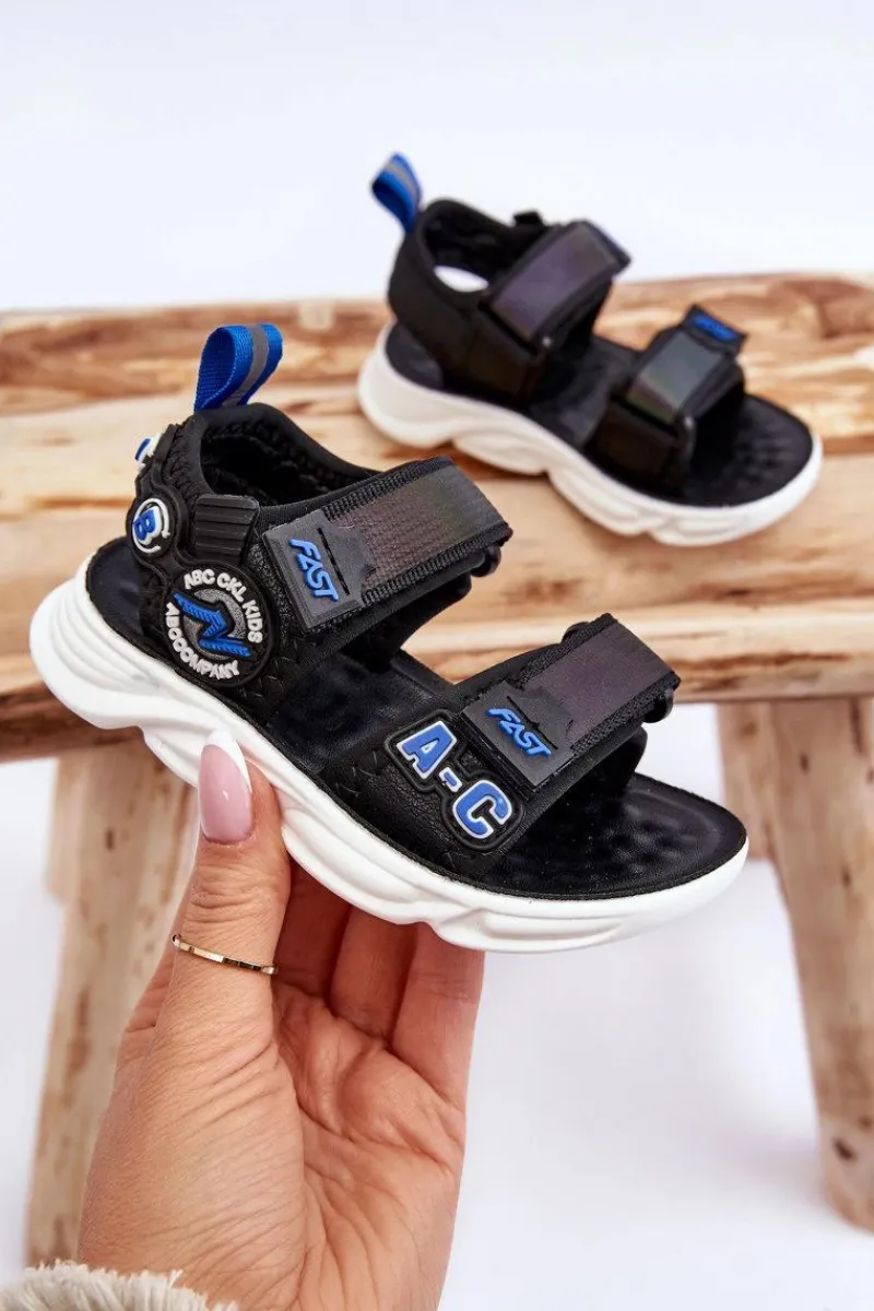 Chłopięce>Boto Dziecięce Lekkie Sandałki Czarno-Niebieskie Maxel