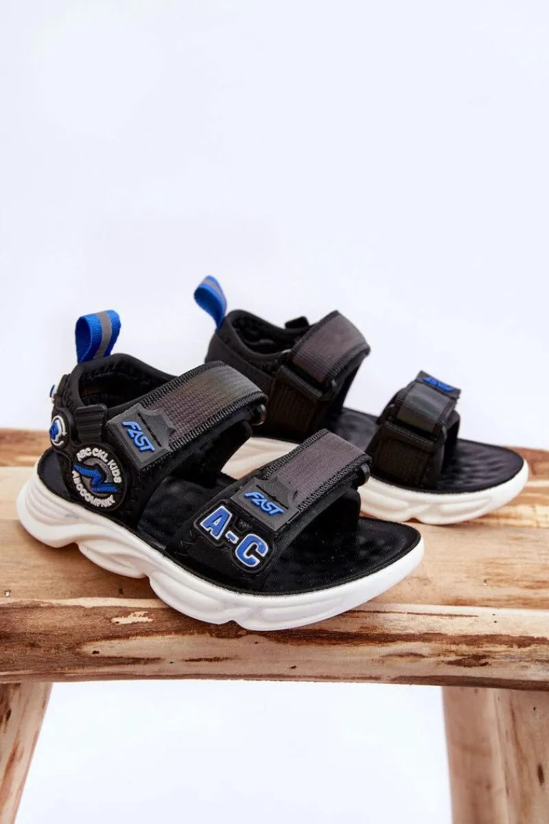 Chłopięce>Boto Dziecięce Lekkie Sandałki Czarno-Niebieskie Maxel