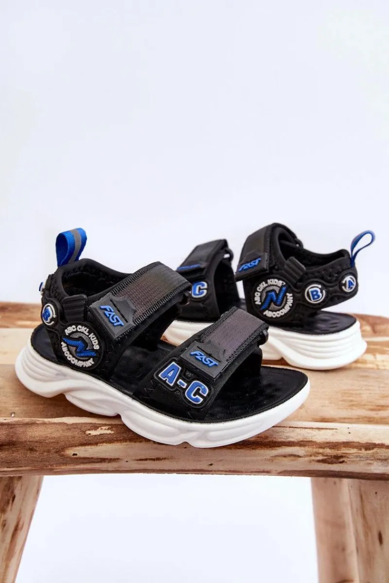 Chłopięce>Boto Dziecięce Lekkie Sandałki Czarno-Niebieskie Maxel