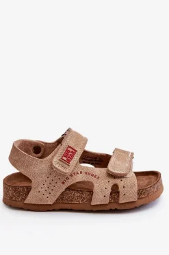 Outlet Big Star Shoes Dziecięce Lekkie Sandałki Na Rzepy Big Star LL374140 Beżowe