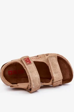 Outlet Big Star Shoes Dziecięce Lekkie Sandałki Na Rzepy Big Star LL374140 Beżowe