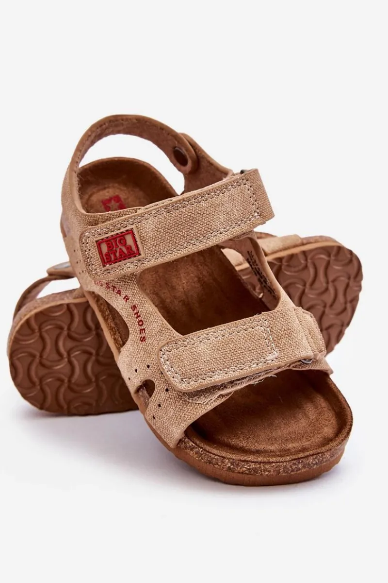 Outlet Big Star Shoes Dziecięce Lekkie Sandałki Na Rzepy Big Star LL374140 Beżowe