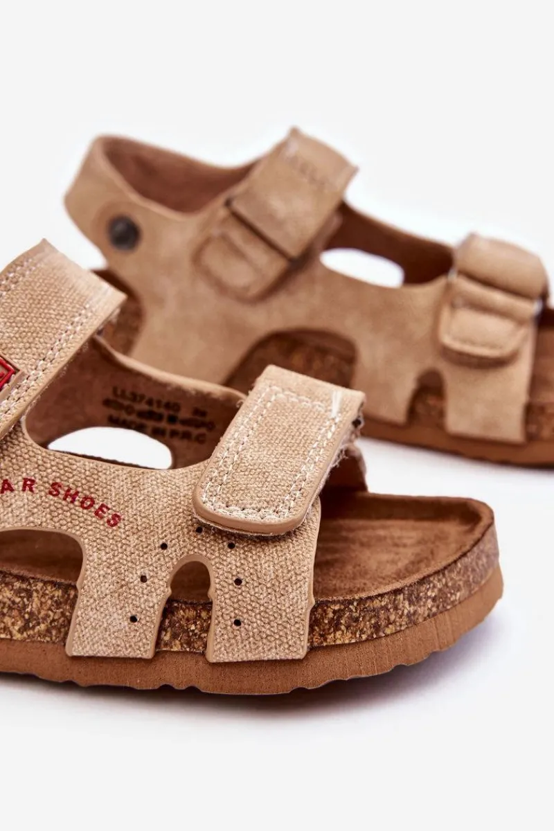 Outlet Big Star Shoes Dziecięce Lekkie Sandałki Na Rzepy Big Star LL374140 Beżowe