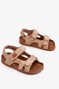 Outlet Big Star Shoes Dziecięce Lekkie Sandałki Na Rzepy Big Star LL374140 Beżowe